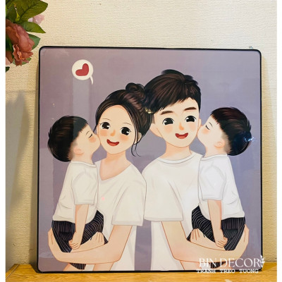 (ẢNH CHỤP THẬT)Tranh treo tường gia đình hạnh phúc 7 trang trí decor kèm đinh treo