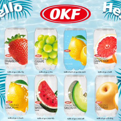 Nước ngọt có ga giải khát vị lê vàng (NƯỚC LÊ CÓ GA) OKF HÀN QUỐC x 6 lon 350ml