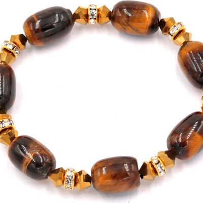 Chuỗi tay đá mắt hổ vàng đen FSHV11