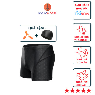 Quần Bơi Nam Thiết Kế Vảy Cá Mập Yesure Chống Thấm Nước , Nhanh Khô  Tặng Kèm Nón Bơi và Bịt Tai Silicon Cao Cấp 