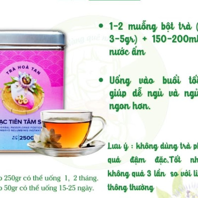 Trà Lạc Tiên Tâm Sen hòa tan Hygie 250gr giúp giảm căng thẳng ngủ ngon