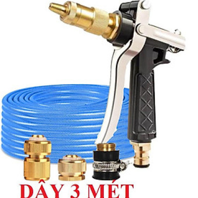 ️Evoucher Bộ dây vòi xịt nước rửa xe, tưới cây ,tăng áp 3 lần,loại 3m,5m 206236 đầu đồng,cút đồng,nối đồng+  mở chai