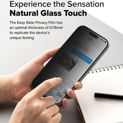 [Combo 2] Dán cường lực chống nhìn trộm cho iPhone 16 Pro Max/16 Pro/16 Plus/15 Plus/16/15 RINGKE Easy Slide Privacy Tempered Glass - Hàng Chính Hãng