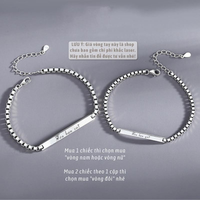 [Ghi Chú] Lắc kèm tên cặp đôi vuông nam nữ Khắc Tên theo yêu cầu thuần Việt có sẵn