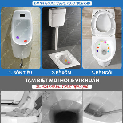 Gel Thơm Bồn Cầu Hoa Khử Mùi Toilet Nhà Vệ Sinh 6 Mùi Hương Thiên Nhiên Ống Bơm 12 Bông