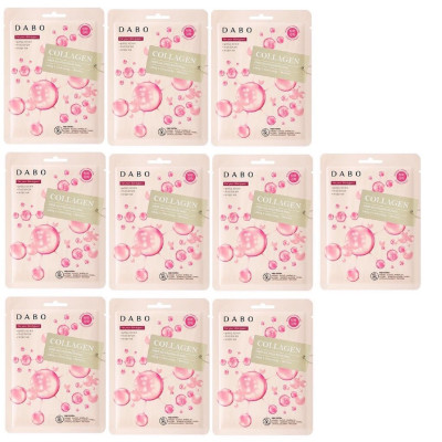 Combo 10 Miếng Đắp Mặt Nạ Dabo Collagen First Solution Mask Pack ngăn ngừa và chống lão hóa cho da Hàn Quốc (23g / Gói)