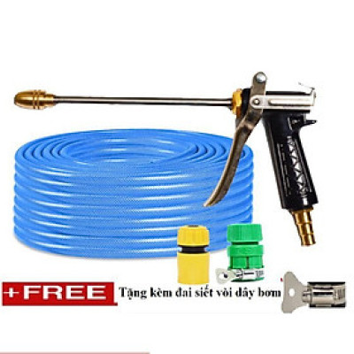 Bộ dây vòi xịt nước rửa xe, tưới cây . tăng áp 3 lần, loại 20m 206318 đầu đồng, cút+ tặng đai