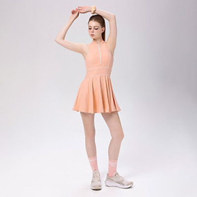 Váy Pickleball liền thân Hibi Sports D102 Kiểu dây kéo dáng xòe, kèm quần shorts và mút ngực phù hợp tennis, cầu lông