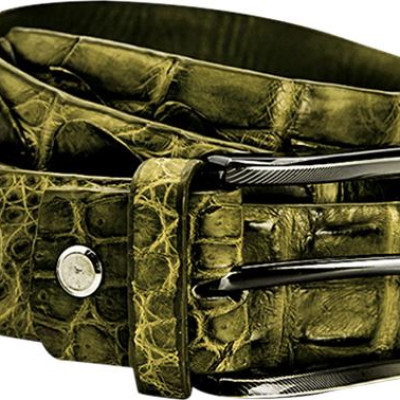 Thắt Lưng Nam Da Cá Sấu Nguyên Con Đầu Kim Bát Gài Huy Hoàng HT4741 - Rêu