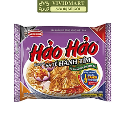 ACECOOK - Mì Hảo Hảo Sa Tế Hành Tím, Mì ăn liền Hảo Hảo hương vị Sa tế hành tím, Hảo Hảo sate, Hảo Hảo satay, Hảo Hảo Sa te hành tím (75g/gói)
