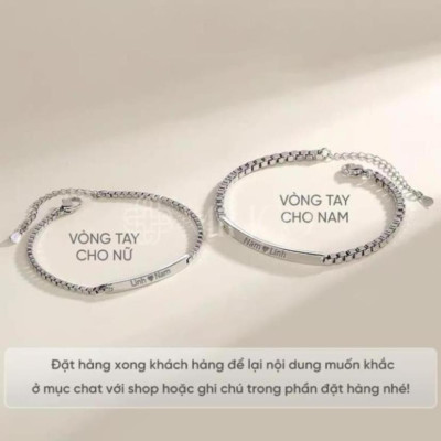[Khắc tên] [Ghi Chú] Vòng  Cặp Khắc Tên Miễn Phí Lắc  Đôi Nam Nữ Bạn Thân - 1402