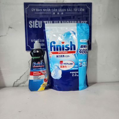 Combo bột rửa bát Finish 2,2kg và Bóng Finish 400ml + Tặng 3 viên finish