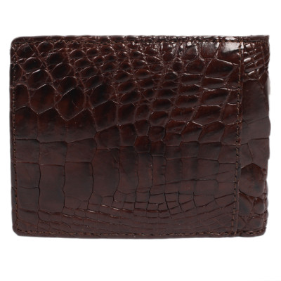 HC2786 - Bóp nam Huy Hoàng da cá sấu ngăn sau màu nâu đất