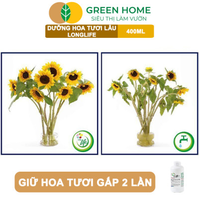 Dưỡng Hoa Lâu Tàn GreenHome, Longlife, Chai 400ml, Nhập Khẩu ISRAEL, Giữ Hoa Lâu Tàn Lên Đến 14 Ngày