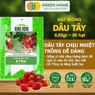 Hạt Giống Dâu Tây Đỏ Greenhome, Gói 0,05gr~80 hạt, Chịu Nhiệt, Quả To, Dễ Trồng, Năng Suất Cao T17