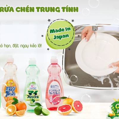 Dung dịcch rửa bát chén chiết xuất từ thiên nhiên hương táo - Hàng Nội Địa Nhật