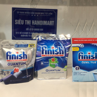 Combo Viên rửa bát Finish quantum 60 viên viên+ muối rửa bát Finish 1,5kg làm sạch sâu tốt hơn