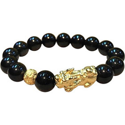 Vòng tay thạch anh đen mix Tỳ hưu vàng MS54 hợp mệnh Thủy, Mộc, Thổ cho nam và nữ