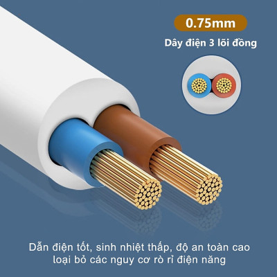 Ổ Cắm Điện USB Đa Năng Cao Cấp Chống Giật 4 Cổng Cắm 2 Cổng USB Công Suất 2500W, Có Chốt An Toàn Dây 2 Đến 5m Tiện Dụng