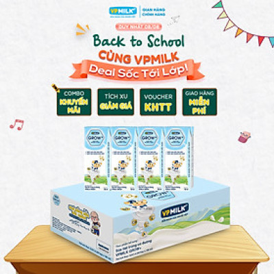Sữa Tiệt Trùng Có Đường VPMilk Grow+ Hộp 180ml (Thùng 48 Hộp)