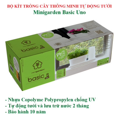 Chậu Trồng Cây Thông Minh Tự Động Tưới Basic Uno, làm bằng chất liệu nhựa PP Chống UV giúp cây phát triển tốt ngay cả trong môi trường nắng nóng, nhập khẩu Châu Âu