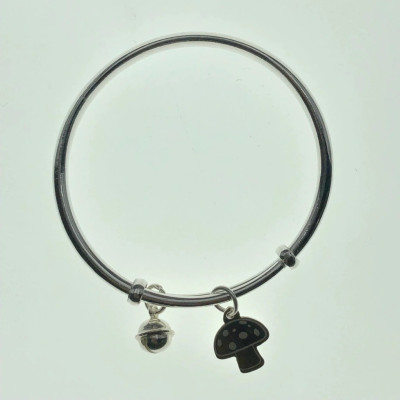 Vòng Tay Lắc Tay Cho Bé Bạc S99 Nguyên Chất Chuông Bóng Mix Nấm Dễ Thương LTE521 Điều Chỉnh Size