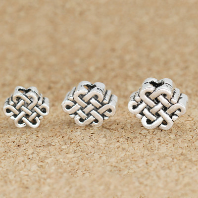 Combo 2 cái charm bạc hình nút thắt kết đồng tâm xỏ ngang - Ngọc Quý Gemstones