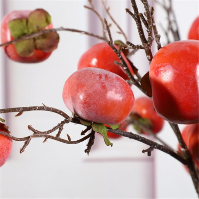 Cành quả hồng giả - 1 cành dài 90cm - 7 quả - Cây giả, hoa lụa trang trí nhà cửa