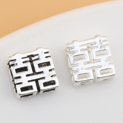 Combo 2 cái charm bạc song hỷ xỏ ngang - Ngọc Quý Gemstones