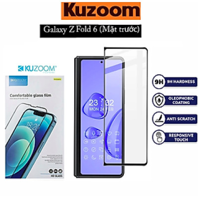 Miếng dán kính cường lực màn hình trước cho Samsung Galaxy Z Fold 7 , Z Fold 6 full 9D hiệu Kuzoom - Hàng nhập khẩu