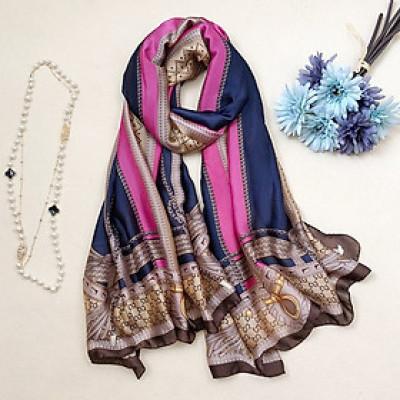 Khăn choàng lụa 90x180cm to rộng, họa tiết độc đáo xinh K02