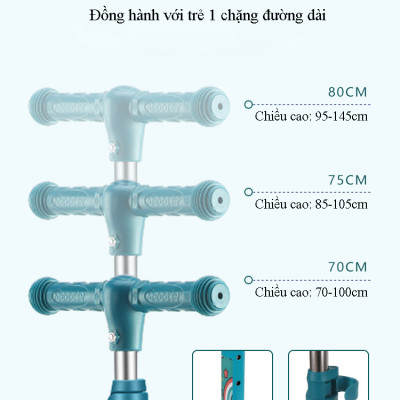 Xe Trượt Scooter Trẻ Em Có Ghế Gấp Gọn 3 Bánh Phát Sáng, Có Nhạc Và Đèn Báo, Dành Cho Bé Từ 2-12 Tuổi