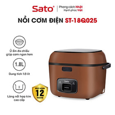 Nồi Cơm Điện Sato 18Q025 1.8L - Thiết kế quai xách chắc chắn, chống tràn tốt, nút điều khiển đơn giản, tiện dụng Thiết kế sang trọng hiện đại, màu sắc tinh tế - Miễn phí vận chuyển toàn quốc - Hàng chính hãng