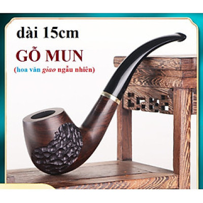 Tẩu thuốc gỗ Mun cao cấp ( không kèm theo đế trong hình) - hoa văn giao ngẫu nhiên