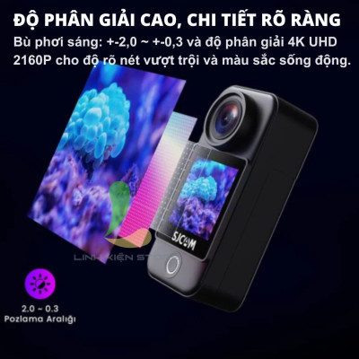 Camera hành trình SJCAM C300 Pocket 4K 30FPS WiFi 5GHz/2.4GHz - Máy quay hành động màn hình cảm ứng, kháng nước 30M - Hàng nhập khẩu
