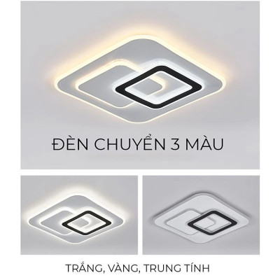 Đèn ốp trần hình vuông hiện đại, siêu mỏng, ánh sáng đẹp ba chế độ màu, hàng chính hãng Klasse