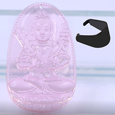 [Tuổi Sửu, Dần] Mặt Dây Chuyền Phật Hư Không Tạng Bồ Tát Đá Pha Lê Hồng Size Nhỏ 3.6cm & Size Lớn 5cm- Tặng Kèm Móc Inox - Phong Thủy 868 - May Mắn - Bình An