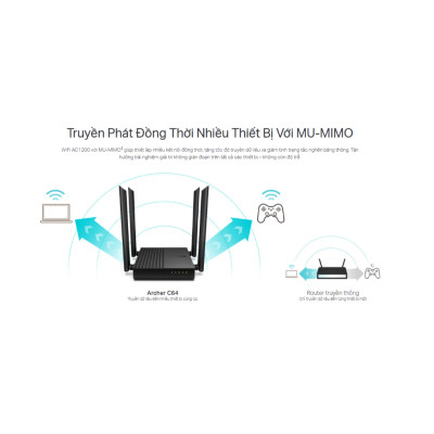 Router WiFi AC1200 4 ăng-ten Gigabit MU-MIMO Archer C64/Archer C50/Archer C54 - Hàng chính hãng