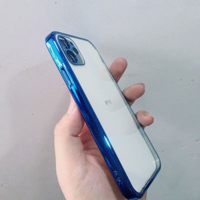 Ốp lưng trong suốt viền màu  cạnh vuông giả iphone 12 dành cho iPhone 11, 11 Pro Max chính hãng KST