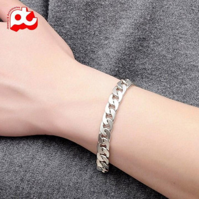 Lắc tay nam nữ cao cấp đẹp sang trọng titan kiểu lặc đơn trangsucpt kích cỡ 9mm màu trắng PTLTNA76