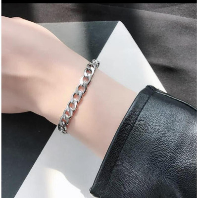 Lắc tay nam nữ cao cấp đẹp sang trọng titan kiểu lặc đơn trangsucpt kích cỡ 9mm màu trắng PTLTNA76 3T