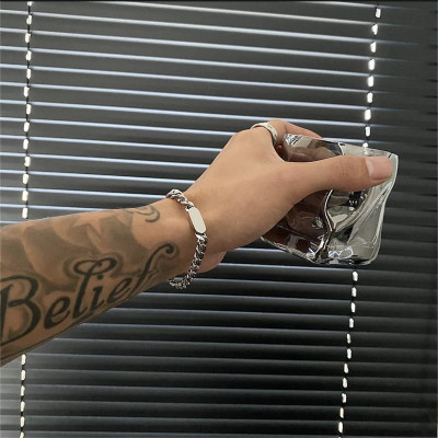 【Khắc tên ghi chú】Vòng tay, Vòng cổ nam nữ Cuba thép titan Khắ tuỳ chỉnh Lắc tay Dây chuyền