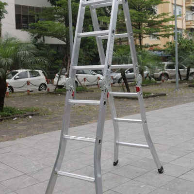 Thang nhôm gấp đa năng 4 khúc  Ameca chân choãi - 1m8 - 2m3 - 2m9