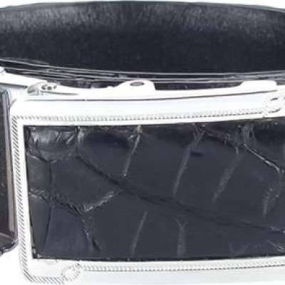 Thắt Lưng Nam Da Cá Sấu Gai Bụng Huy Hoàng HT4201 (120 x 3.5 cm) - Đen