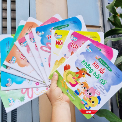 Tủ sách kỹ năng giao tiếp cho bé - Bộ 10 cuốn truyện tranh song ngữ "Cùng con khôn lớn" (Tặng bộ bút bay mực cho bé thỏa sức sáng tạo)