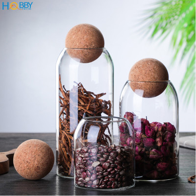 Hũ thuỷ tinh đựng hạt nắp gỗ bần Hobby home decor LTT4 tùy chọn