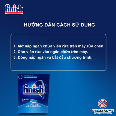 Viên rửa bát Finish Classic hộp 57 viên - Hàng chính hãng [2 chức năng]