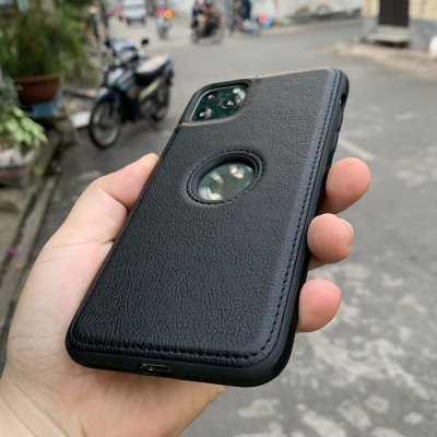 Ốp lưng da cao cấp dành cho iPhone 11 Pro Max - Màu đen