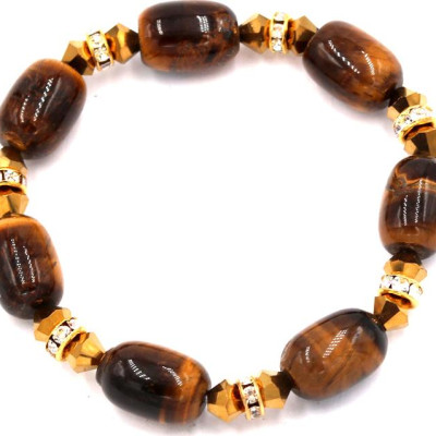 Chuỗi tay đá mắt hổ vàng đen FSHV11