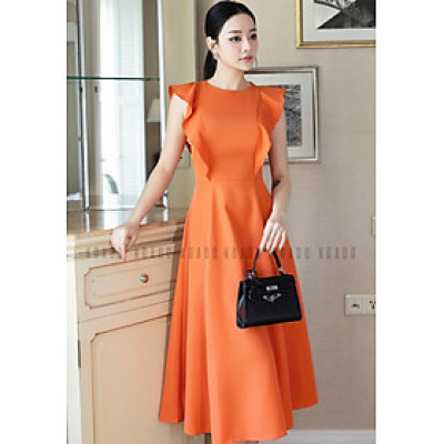 Đầm cam cánh tiên NGADO , đầm xòe , đầm dạo phố dự tiệc